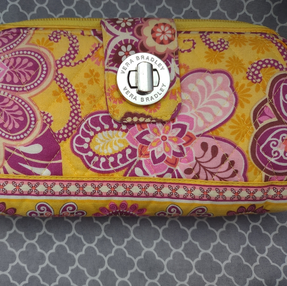 Vera Bradley Retired Bali Gold Turn Key Wallet